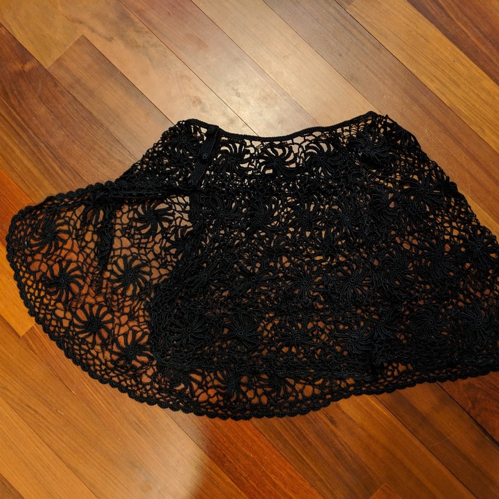 Black crochet lace shrug